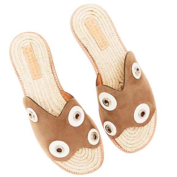 new Mercedes Castillo ☀︎︎ Hardware Detailed Suede Flat Sandals ☀︎︎ Brown 7M 37 - Picture 15 of 17